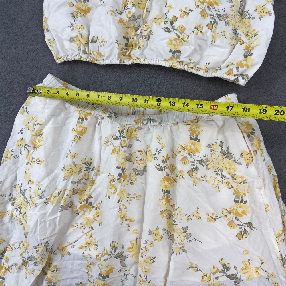 A New Day Yellow Floral 2 Piece Set Crop Top and Midi Skirt XL Womens White - Picture 8 of 11